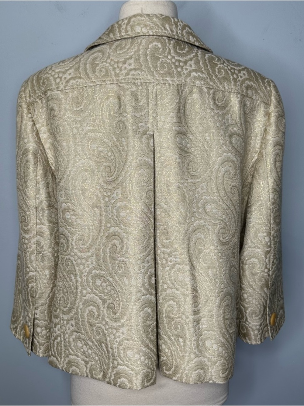 Talbots Women’s Gold Brocade Paisley Swing Crop Jacket Blazer Size 14 BNWOT! - Picture 3 of 11